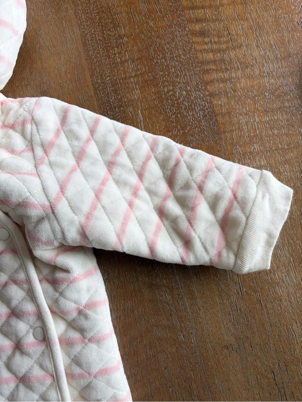 Nordstrom Cream & Pink Quilted Hooded Footed One-Piece
